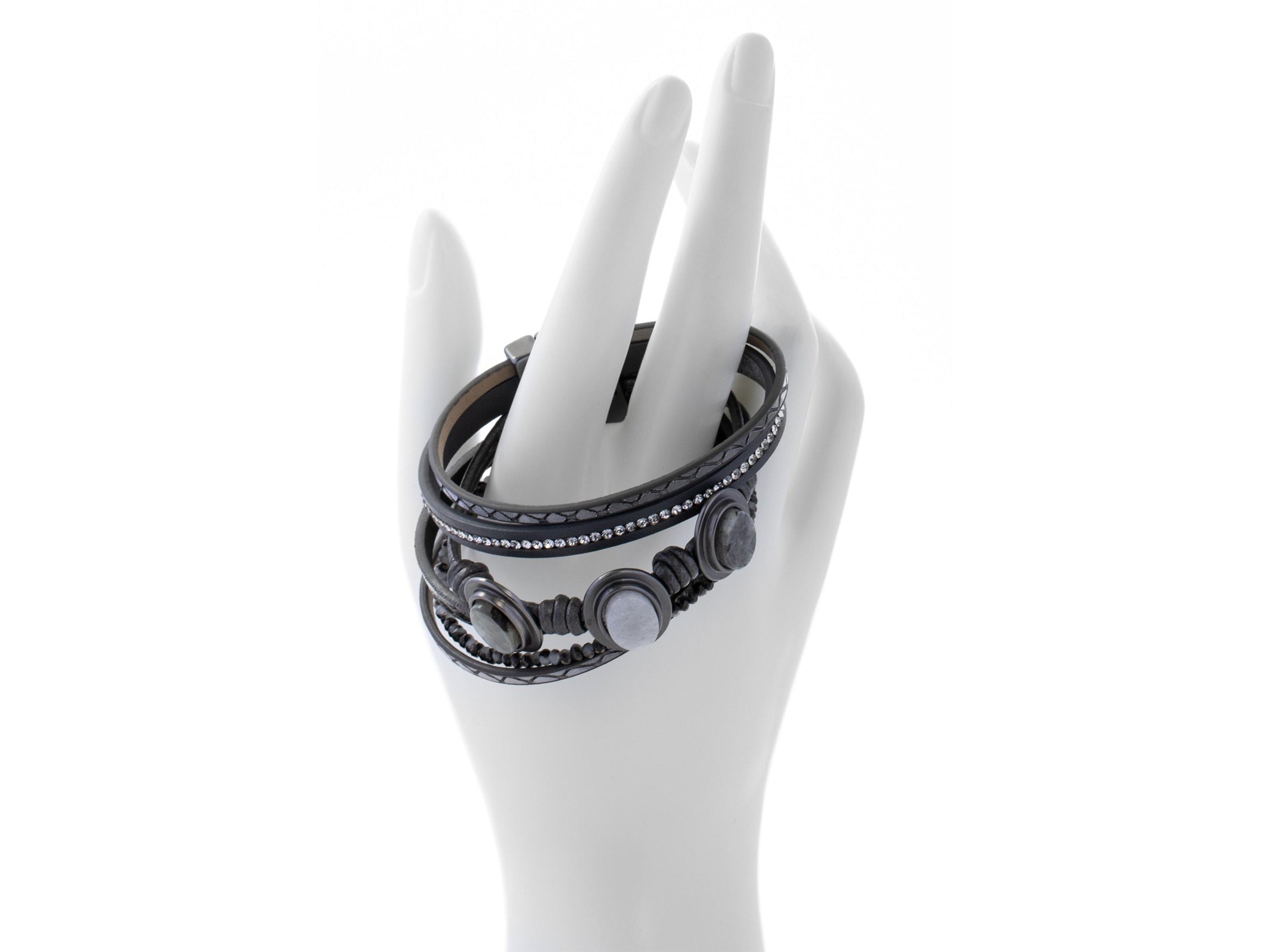 Triplicity Stone Leather Bracelet for Men & Women - Handmade Adjustable Wrap Bracelet for Spiritual Healing, Yoga & Meditation - Perfect Boho Jewelry Gift