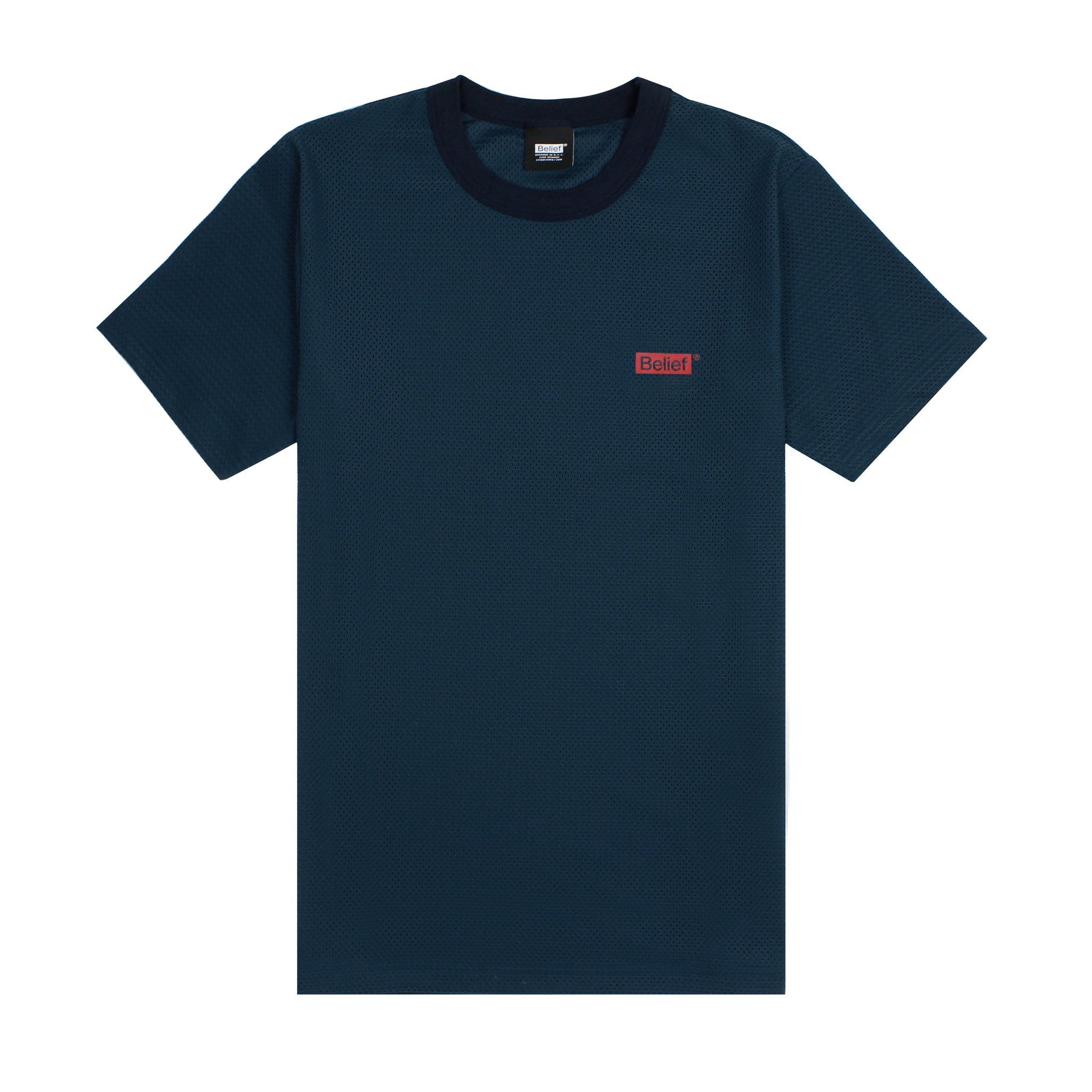 Belief NYC Box Logo Mesh Tee - Dark Teal | Stylish Streetwear T-Shirt for Men & Women | Perfect for Casual Wear, Outfits & Urban Fashion