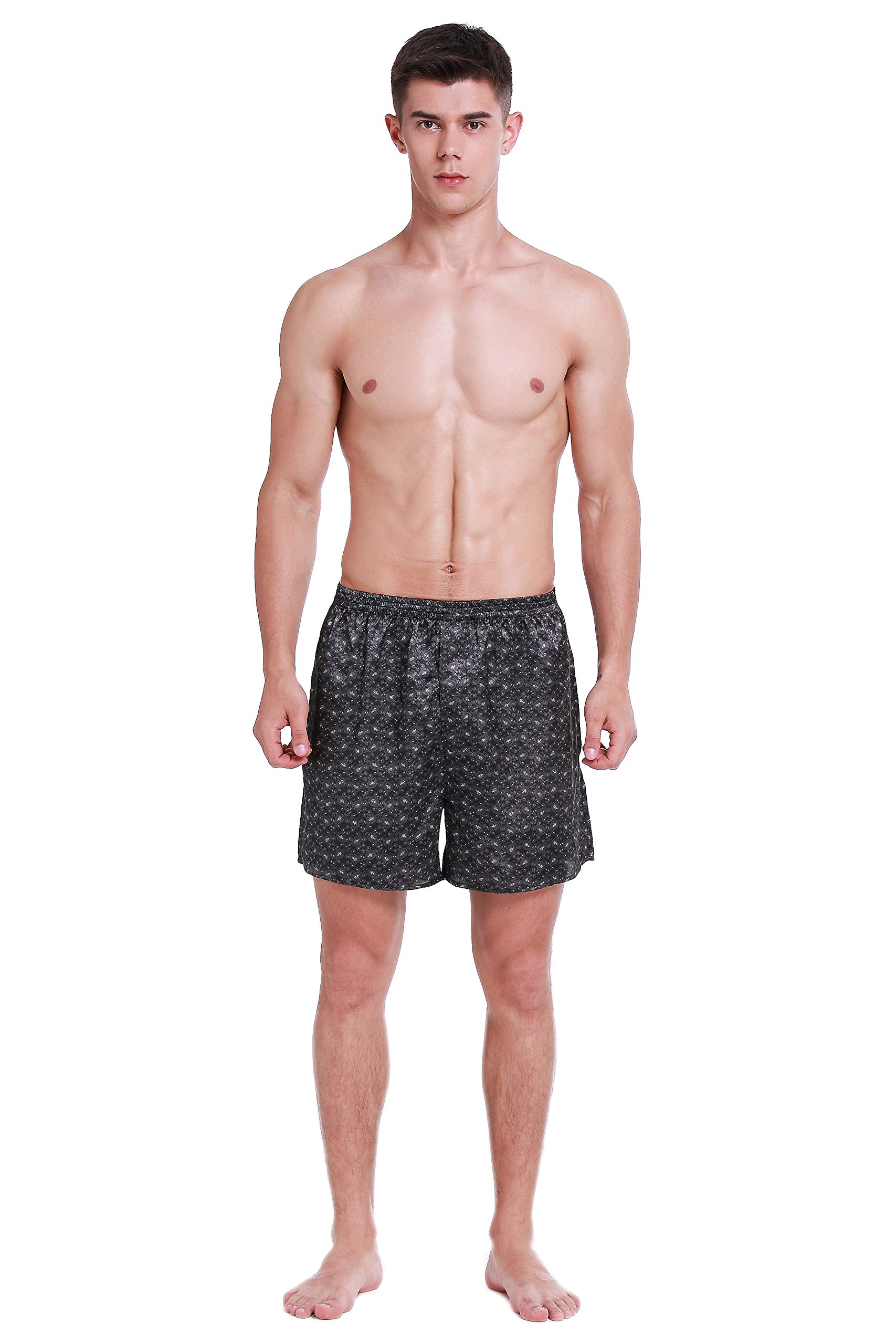 Premium Men's Silk Satin Boxer Shorts - Soft Breathable Pajama Shorts for Lounge & Sleep - Comfortable Underwear for Relaxation & Travel