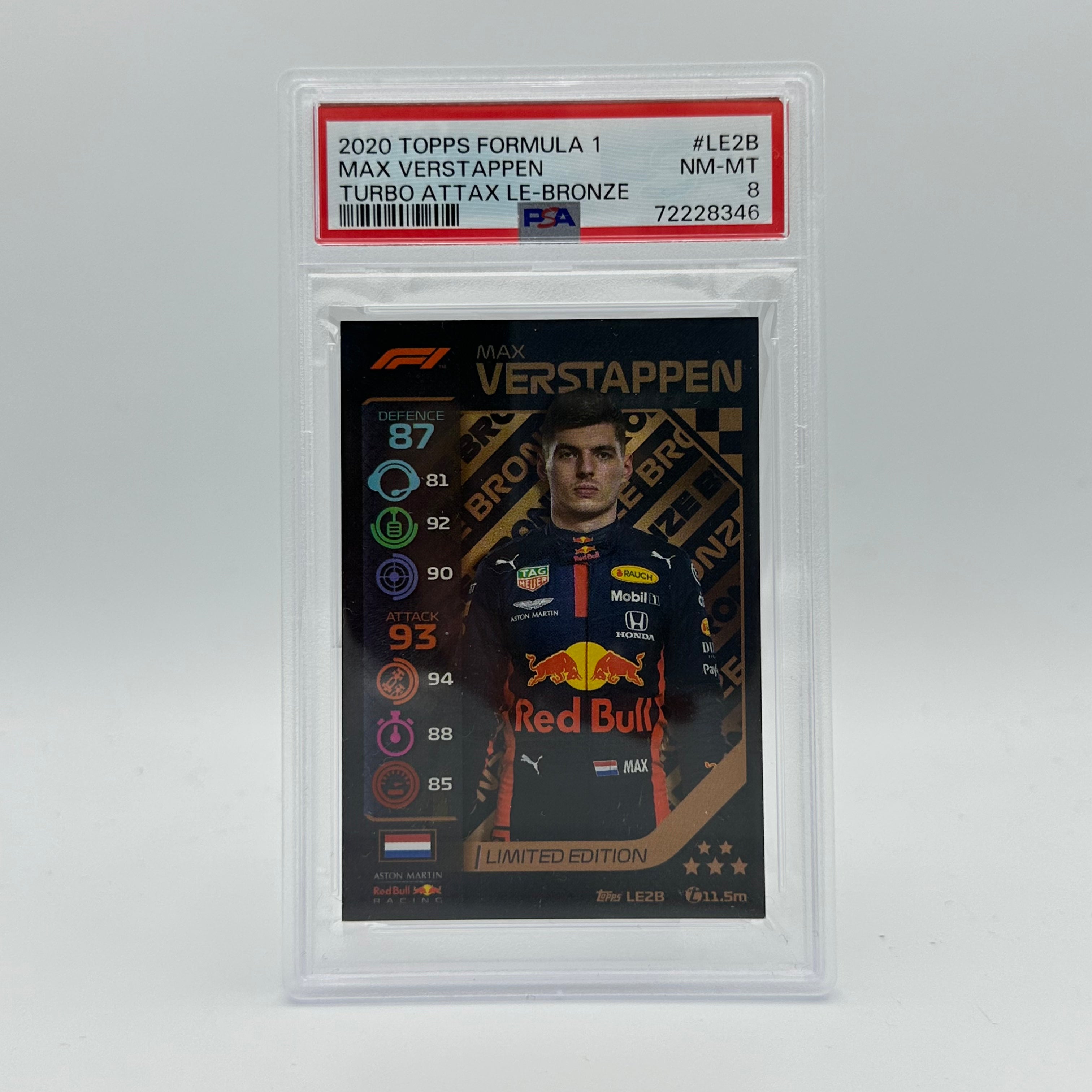 PSA 8 Graded MAX VERSTAPPEN #LE2B Limited Edition Bronze Trading Card - Perfect for Collectors, Sports Memorabilia Enthusiasts & Formula 1 Fans