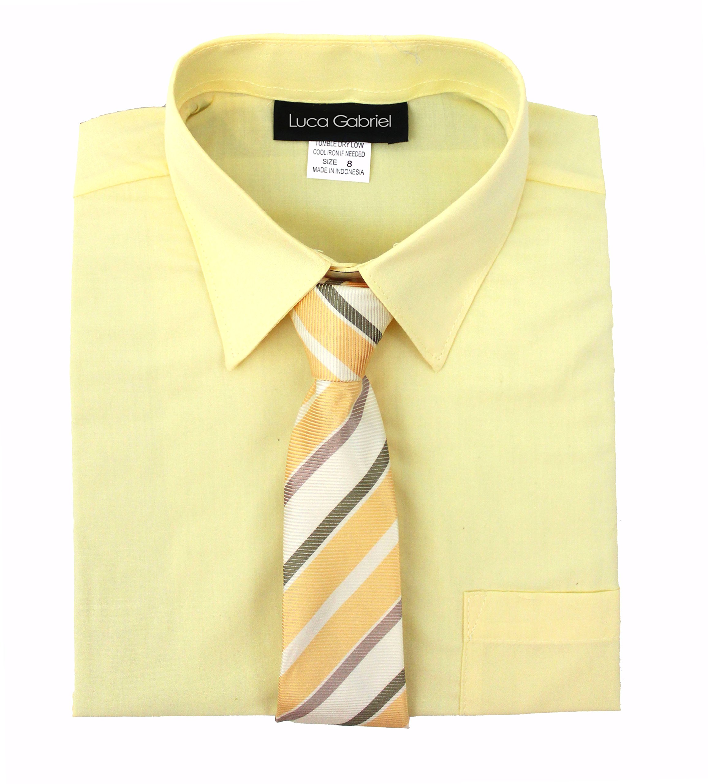 Luca Gabriel Boys' Short Sleeve Formal Dress Shirt & Tie Set - Toddler Button Down Shirt for Weddings, Parties & Special Occasions