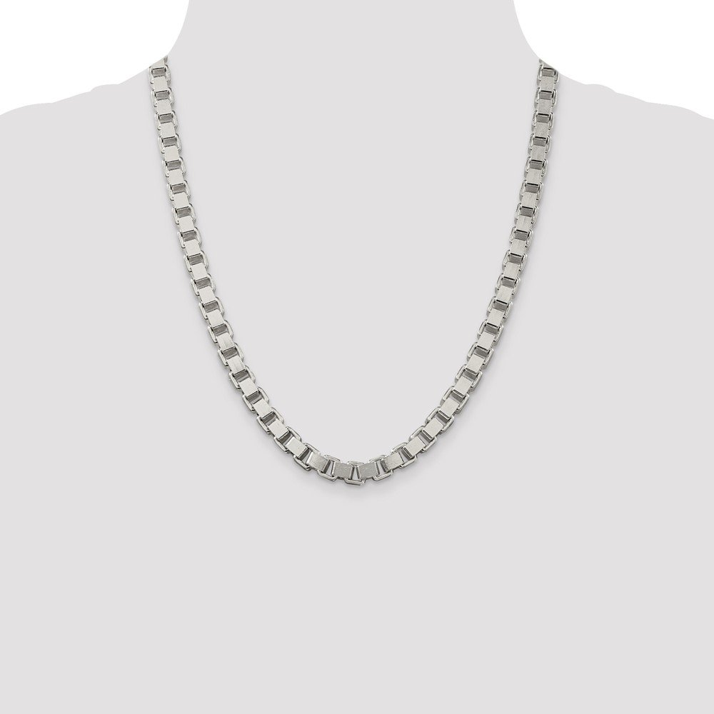 Solid 925 Sterling Silver 7mm Box Chain Necklace with Secure Lobster Clasp - Elegant Jewelry for Women, Perfect for Everyday Wear, Gifts & Special Occasions