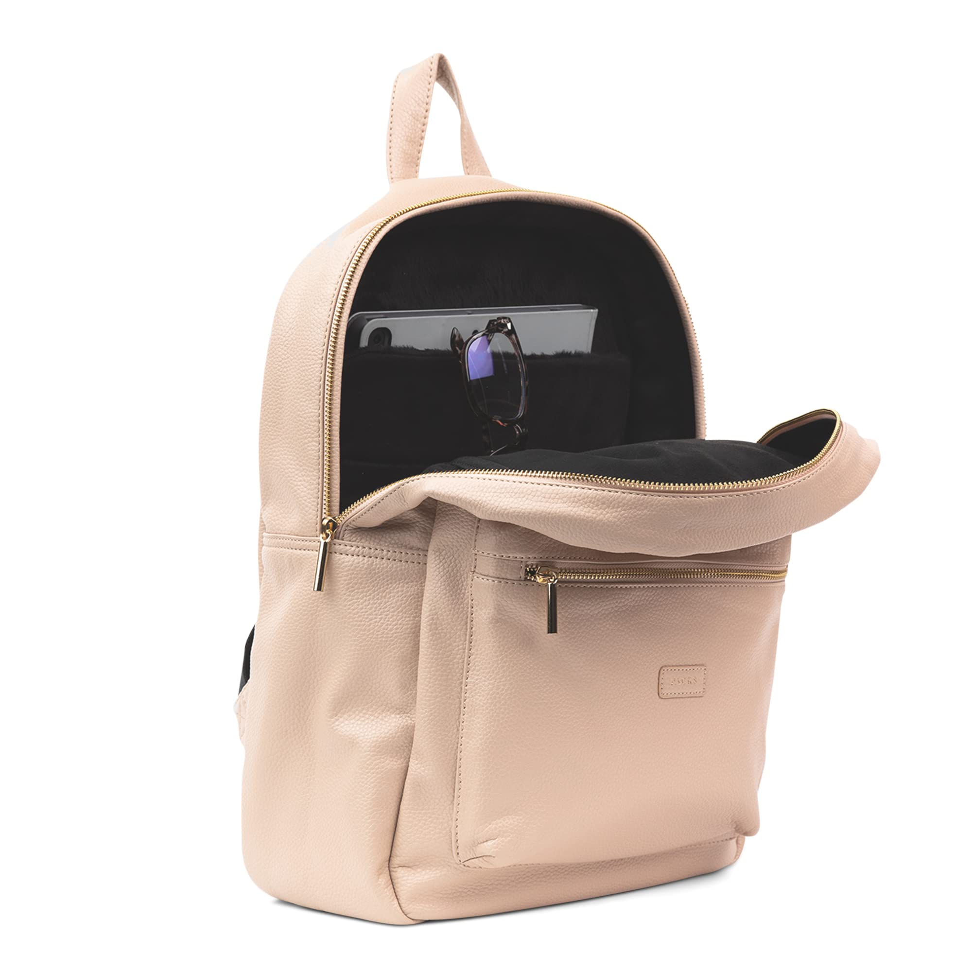 Stylish Vegan Leather Laptop Backpack for Women & Men - Mason Fashion Commuter Bag with Padded Shoulder Straps & Metal Zippers - Perfect for Travel, Business, School & Daily Use (Lux Tan)