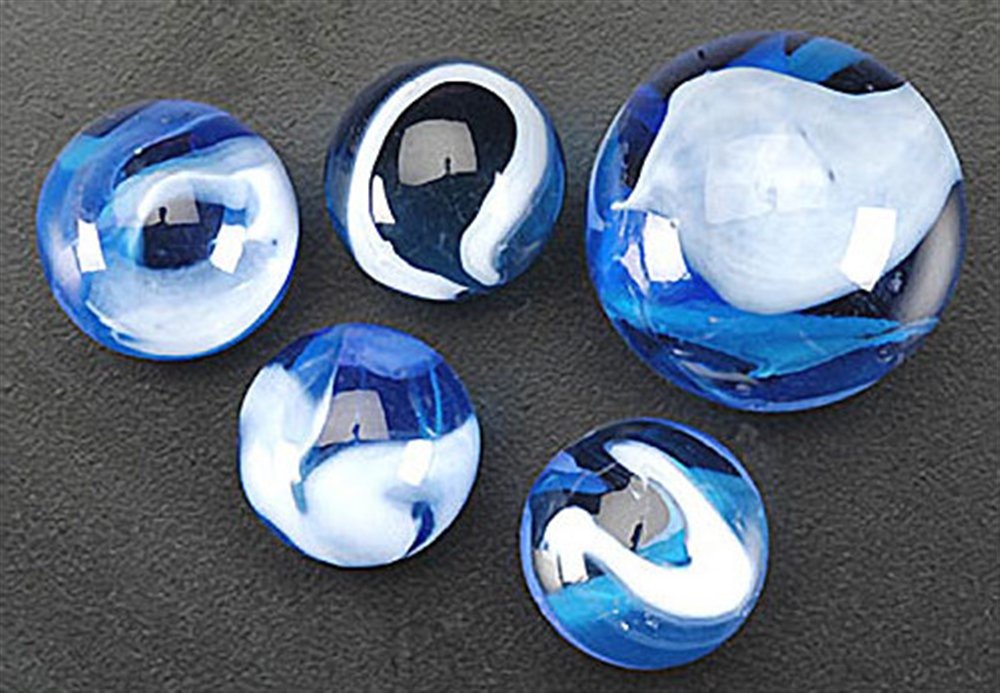 Premium Mega Marbles Blue Jay Marble Set - 50pcs Handmade Glass Marbles for Kids, Collectors & Games | Perfect for Marble Runs, Board Games, DIY Crafts & Home Decor