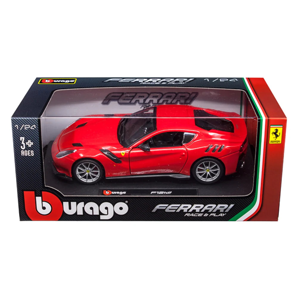 Bburago 1:24 Scale Ferrari F12 TDF Die-Cast Model Car - Red Collectible Racing Toy for Kids & Adults - Perfect for Display, Gifts & Racing Play Scenes
