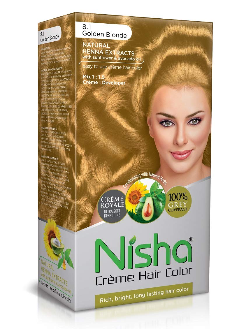Nisha Permanent Hair Color Cream - Rich & Bright Golden Blonde 8.1 (150g) - Smooth Care Formula for Vibrant, Long-Lasting Color - Perfect for At-Home Hair Coloring & Salon-Quality Results