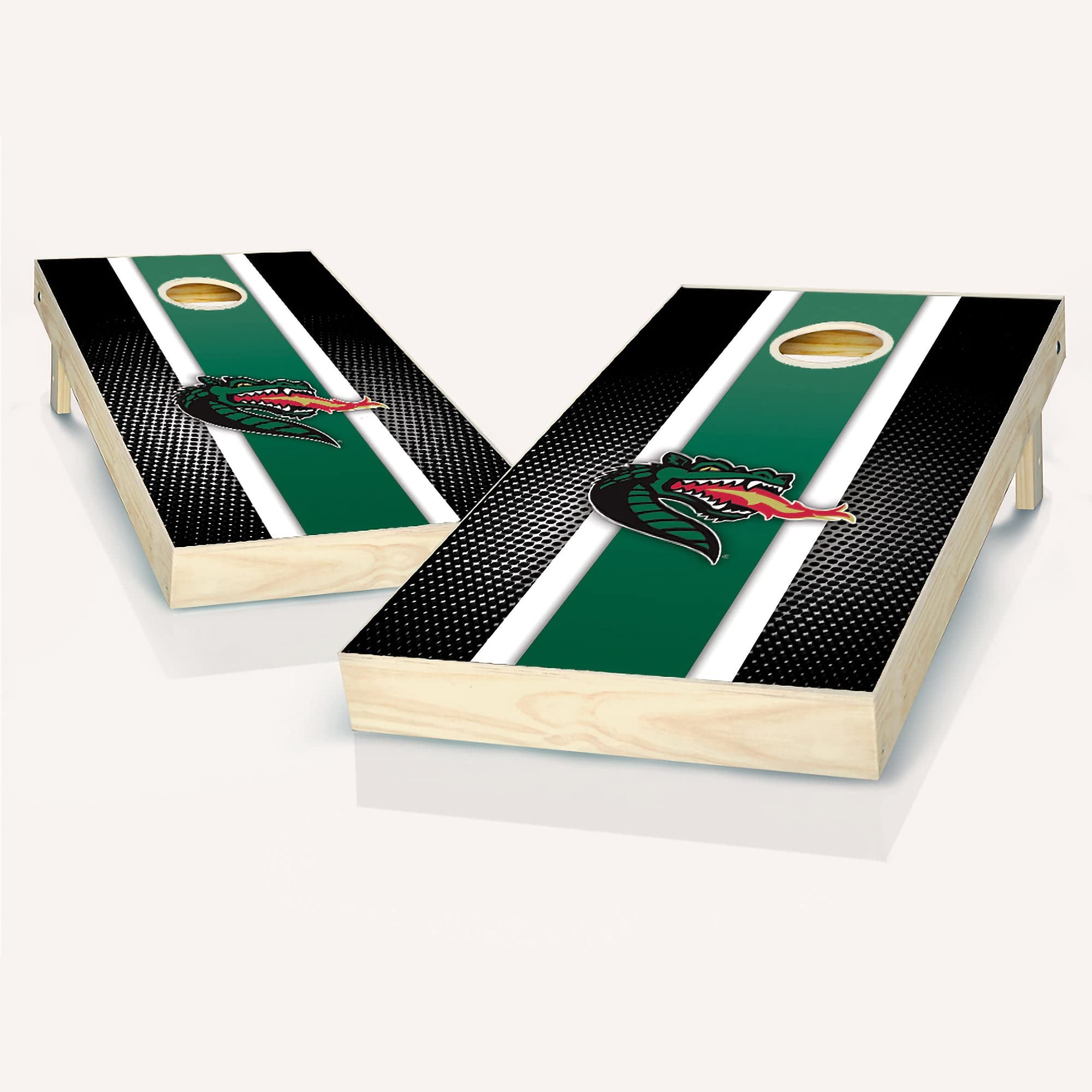 Premium UAB Stripe Cornhole Game Set - 2 Wooden Boards & 8 Bean Bags for Outdoor Fun - Perfect for Backyard Parties, Tailgating, and Beach Games