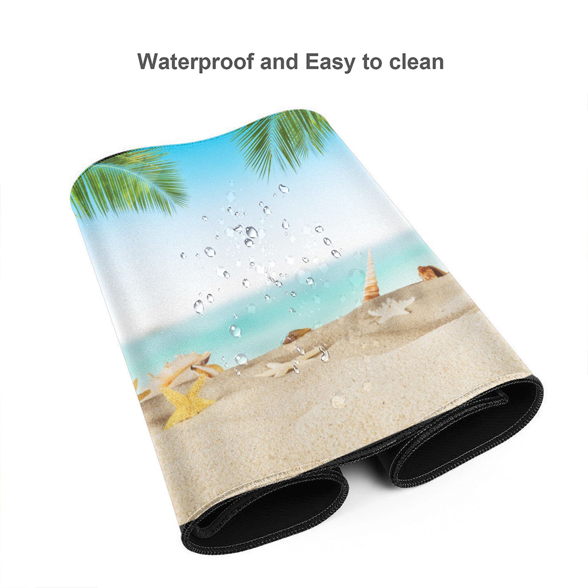 Premium Large Gaming Mouse Pad with Non-Slip Rubber Base - 31.5x15.7 Inch Extended Desk Mat Featuring Beach Starfish Shells Design & Stitched Edges - Perfect for Office Work, PC Gaming, and Computer Use - Ideal for Home Office, Gaming Setup, and Workspace Organization