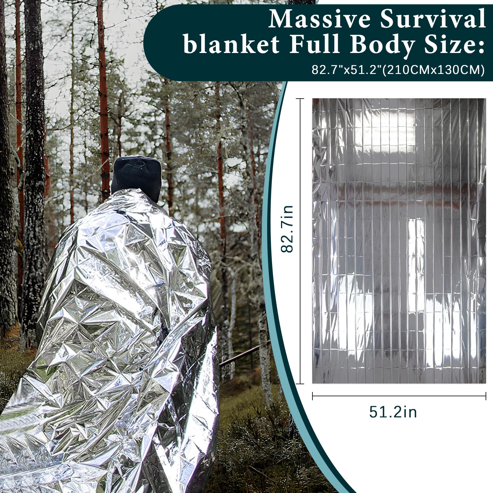 4 Pack Emergency Mylar Thermal Blankets - 82
