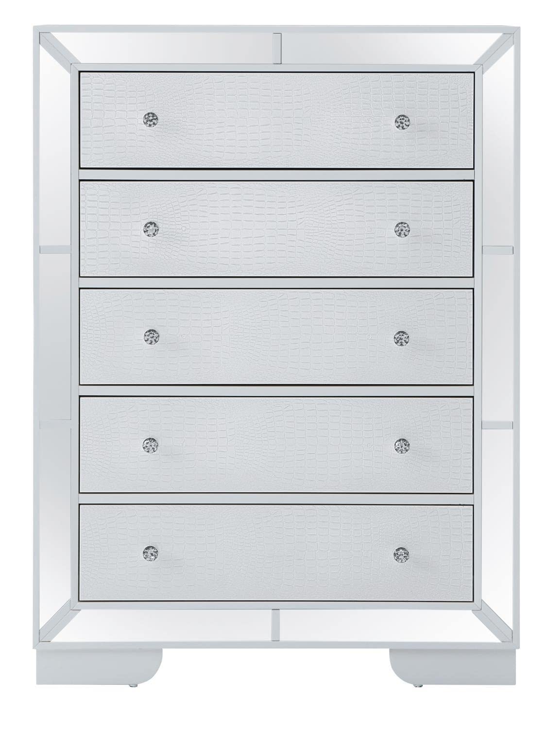 Modern White 5-Drawer Dresser for Bedroom - Hollywood Hills Style Chest of Drawers (58