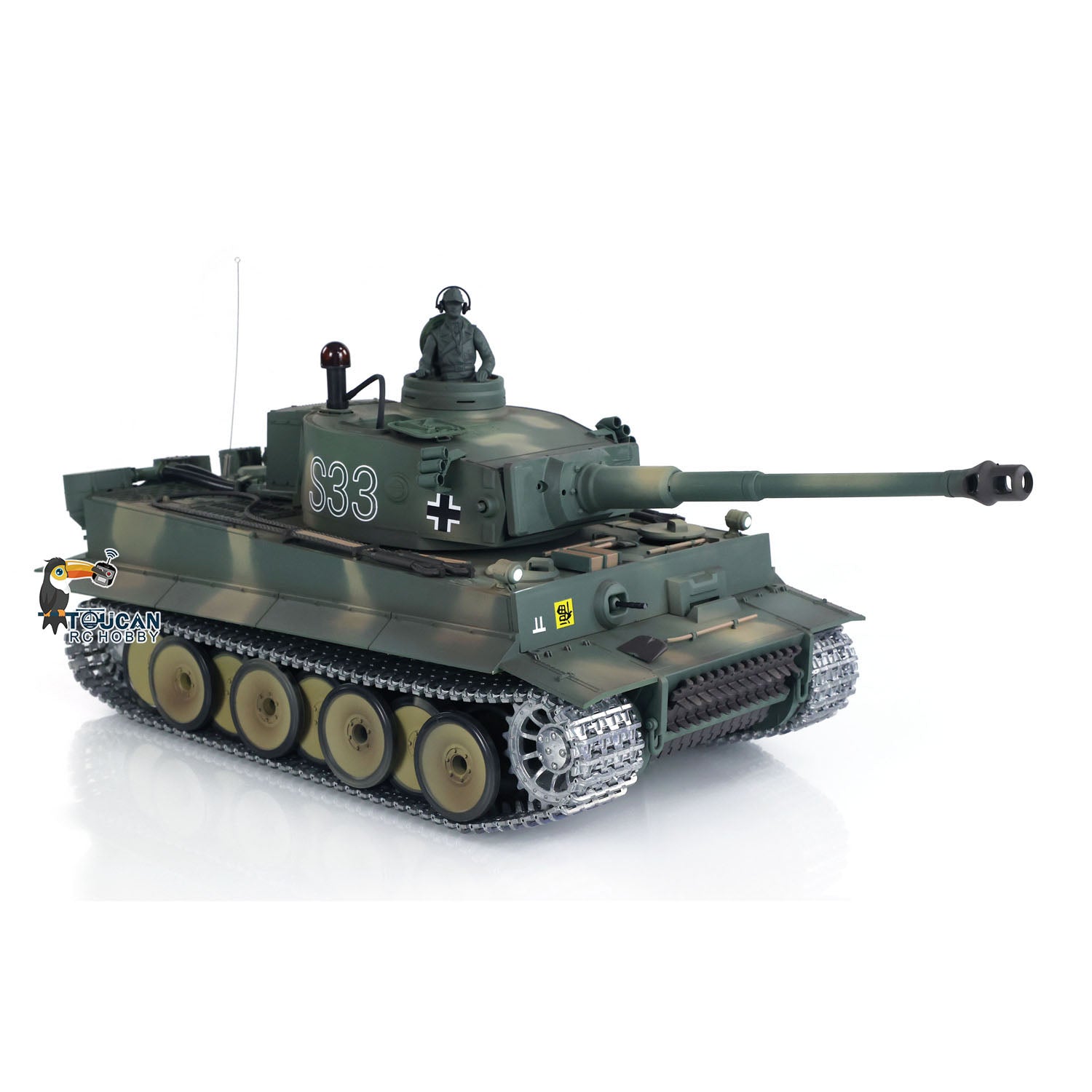 1:16 Henglong 7.0 German Tiger I RTR RC Tank with Metal Tracks, BB Shooting, Infrared Battle & Smoke Effects - 340° Rotating Turret - Perfect for Military Enthusiasts, Collectors and RC Tank Battles