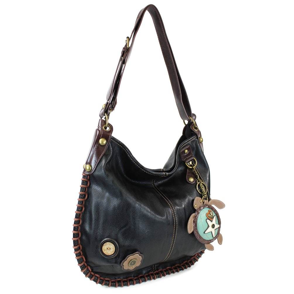 CHALA Stylish Black Hobo & Crossbody Handbag with Turtle Design - Perfect for Work, Travel, and Everyday Use