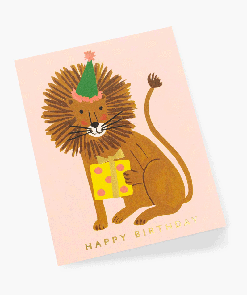Rifle Paper Co Lion Birthday Card - Handmade Greeting Card for Kids & Adults - Perfect for Birthdays, Anniversaries & Special Occasions