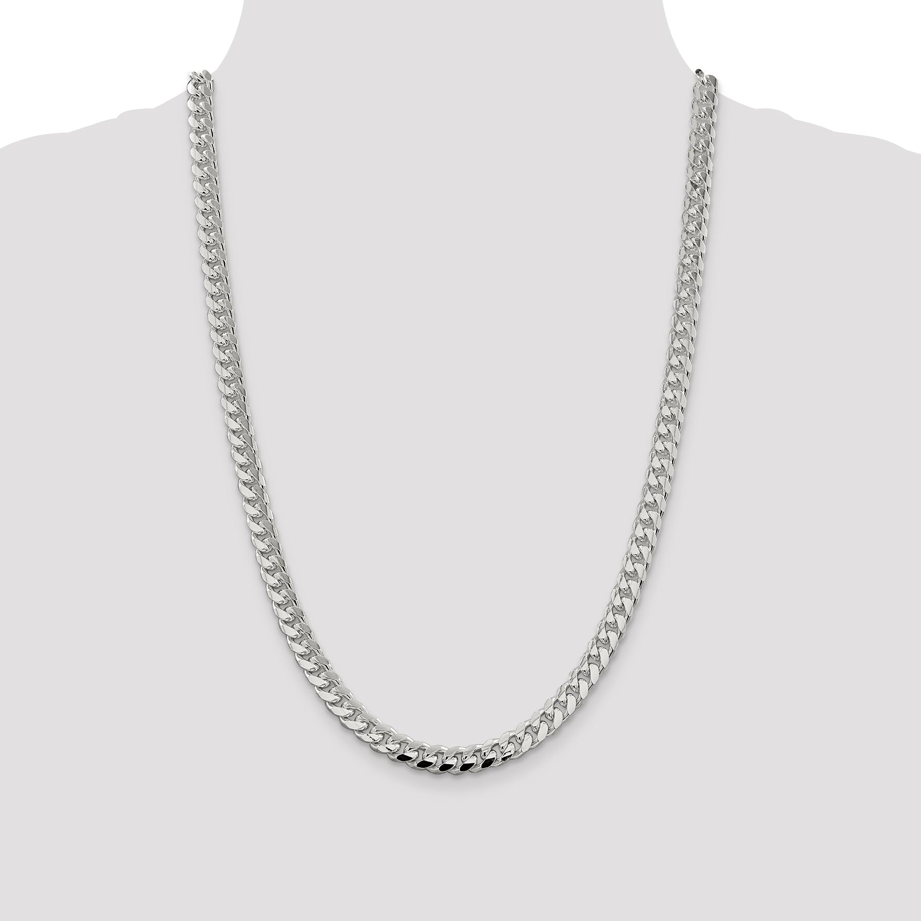 IceCarats 925 Sterling Silver 7.35mm Side Curb Link Chain Necklace for Women - Dainty Layering Necklace Jewelry Gift for Her, Perfect for Everyday Wear & Special Occasions