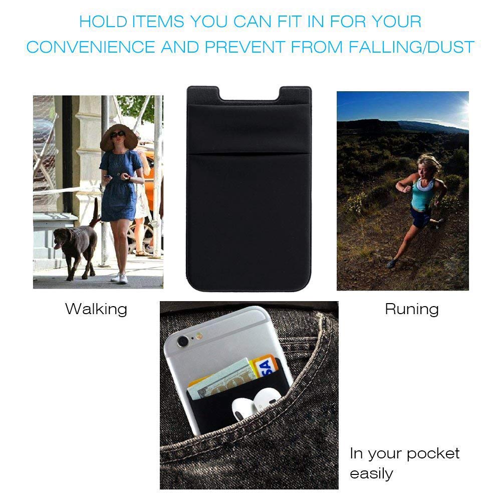 Stretchy Lycra Phone Card Holder - 3M Adhesive Sticker Wallet for iPhone, Samsung & Android - Holds Credit Cards, ID & Cash (3-Pack) - Perfect for Gym, Travel & Everyday Use