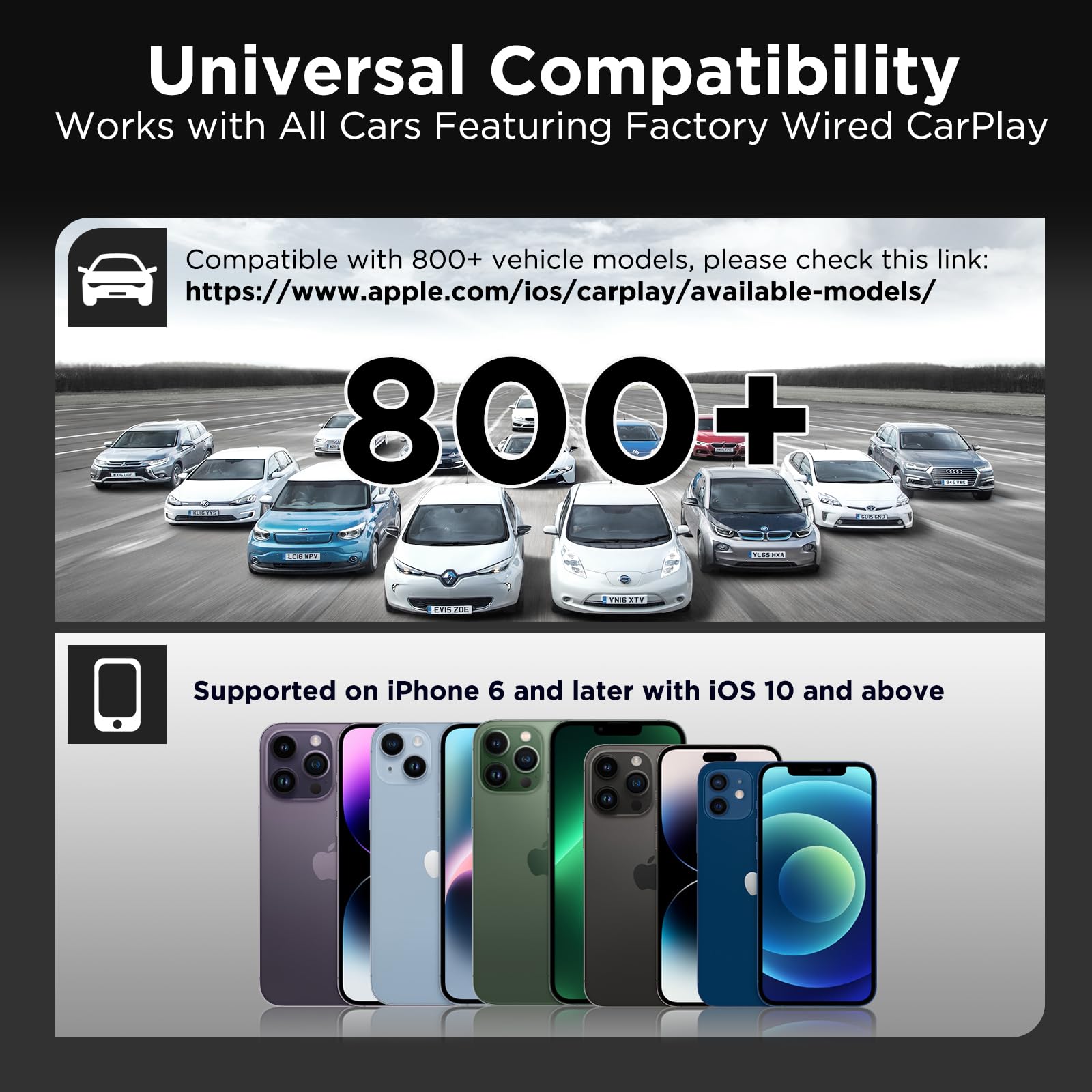2023 Wireless CarPlay Adapter - Convert Wired to Wireless for Apple CarPlay | USB A/USB C Compatible | Plug & Play Easy Setup | THT-020-4 | Perfect for Commuting, Road Trips & Hands-Free Driving