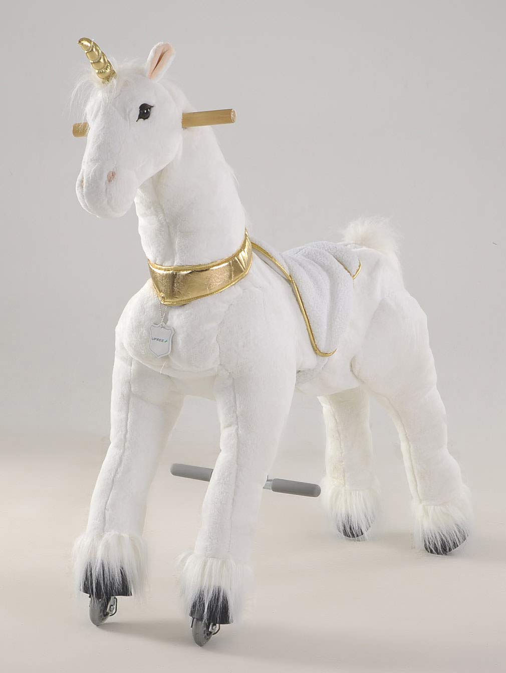 UFREE Ride on Unicorn Toy - Soft Plush Stuffed Animal, Golden Unicorn Ride-On for Kids Ages 6+ to Adults | Perfect for Birthday Gifts, Indoor Play & Fantasy Adventure
