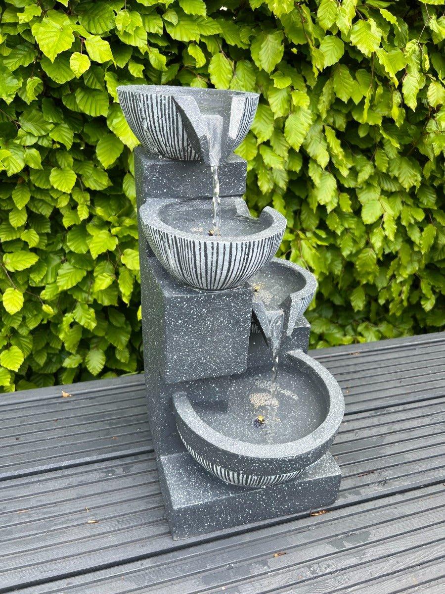 4-Tier Solar-Powered LED Water Fountain with Cascading Water Bowls - 47