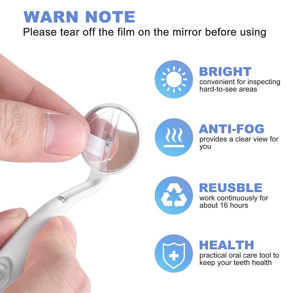 LED Dental Mirror with Light - Anti-Fog Teeth Inspection Tool for Dentists & Oral Care | Perfect for Home Checkups, Professional Exams & Dental Hygiene
