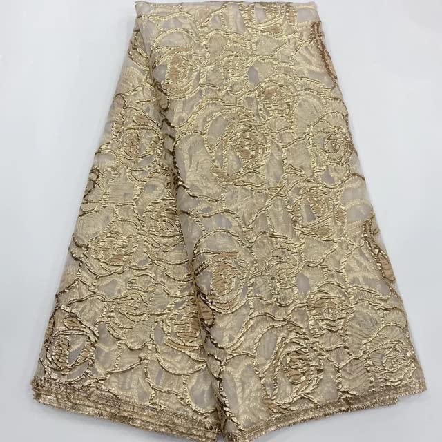 Mahacraft Brocade Jacquard Lace Fabric - Premium African & Nigerian Lace Material (5 Yards) for Sewing Clothes, Bridal Dresses, Party Outfits - Perfect for Traditional Attire, Wedding Gowns & Special Occasion Wear - Style D4228
