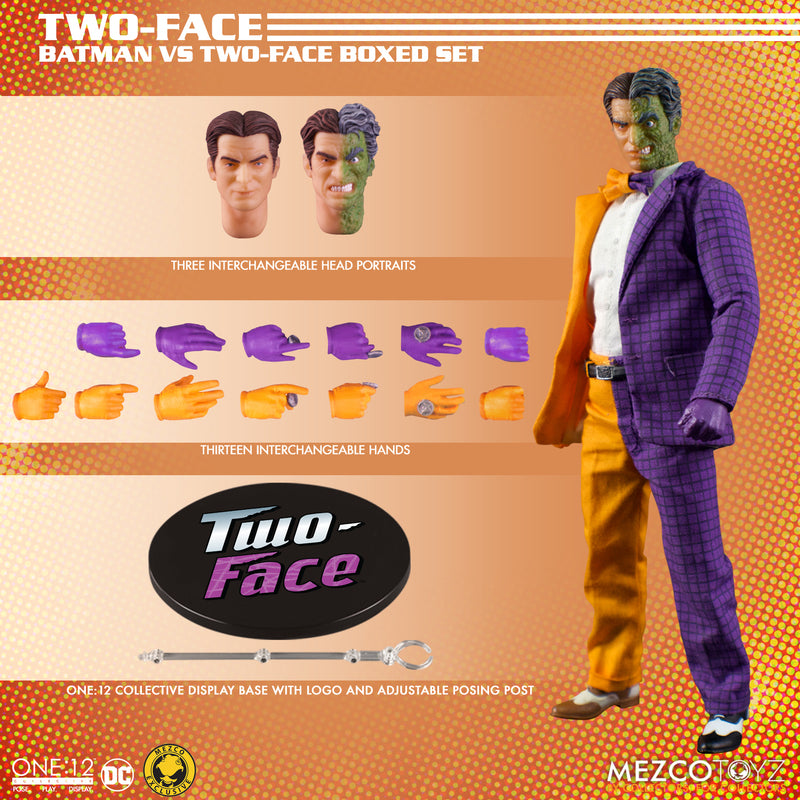 Mezco One:12 Golden Age Batman vs Two-Face Action Figure Set - Collectible DC Comics Superhero & Villain Diorama for Display & Photography