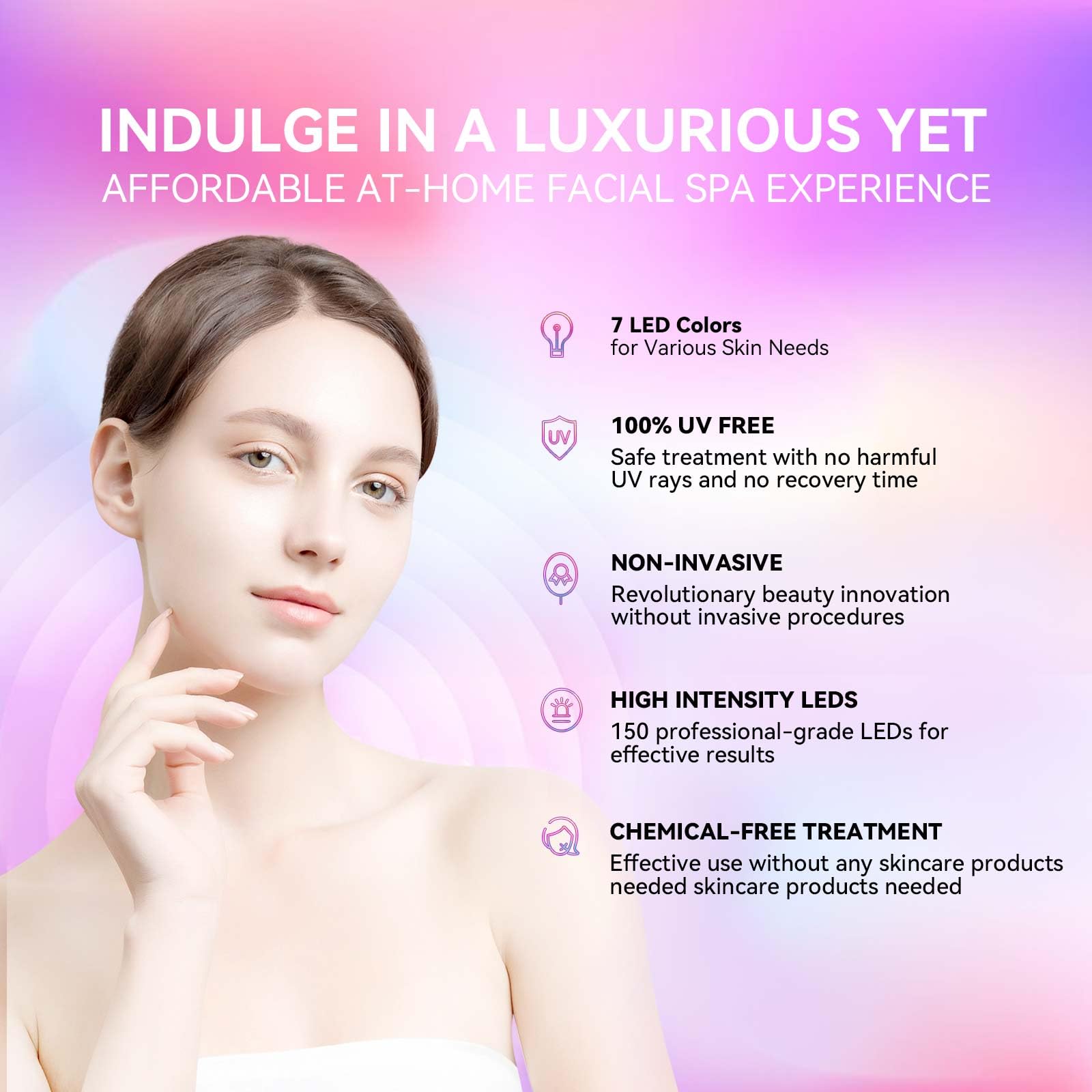 LED Facial Mask FM-01 - 7 Color Light Therapy Device for Face with Red & Blue Light | At-Home Skincare Treatment for Acne, Wrinkles & Anti-Aging | Perfect for Spa Nights & Self-Care Routines