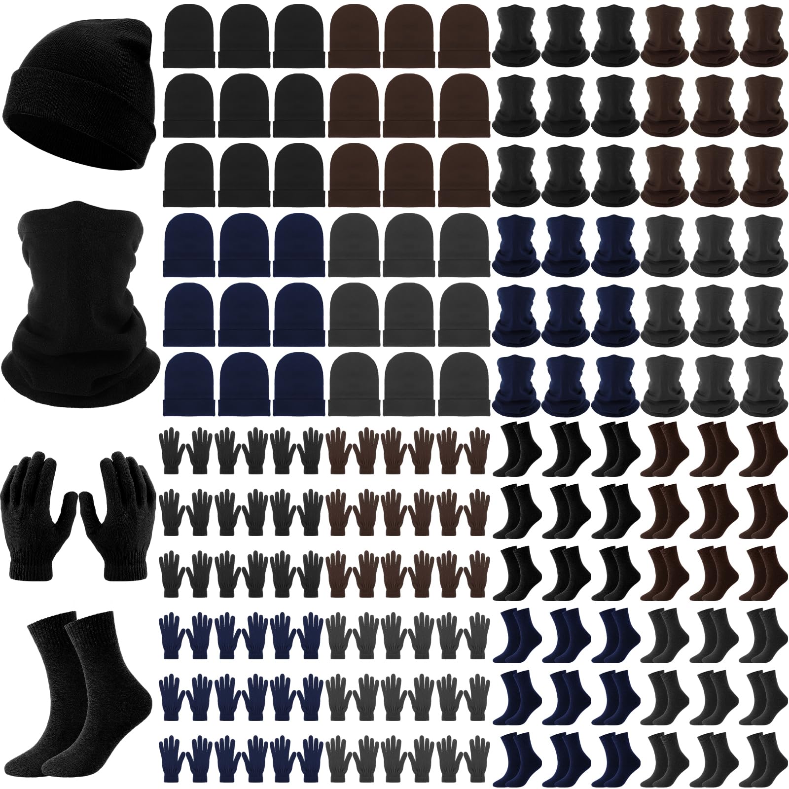 Xtinmee Winter Knit Beanie Hat, Gloves & Scarf Set - Unisex Warm Accessories for Men & Women - Perfect for Outdoor Activities, Donations & Homeless Charity Gifts