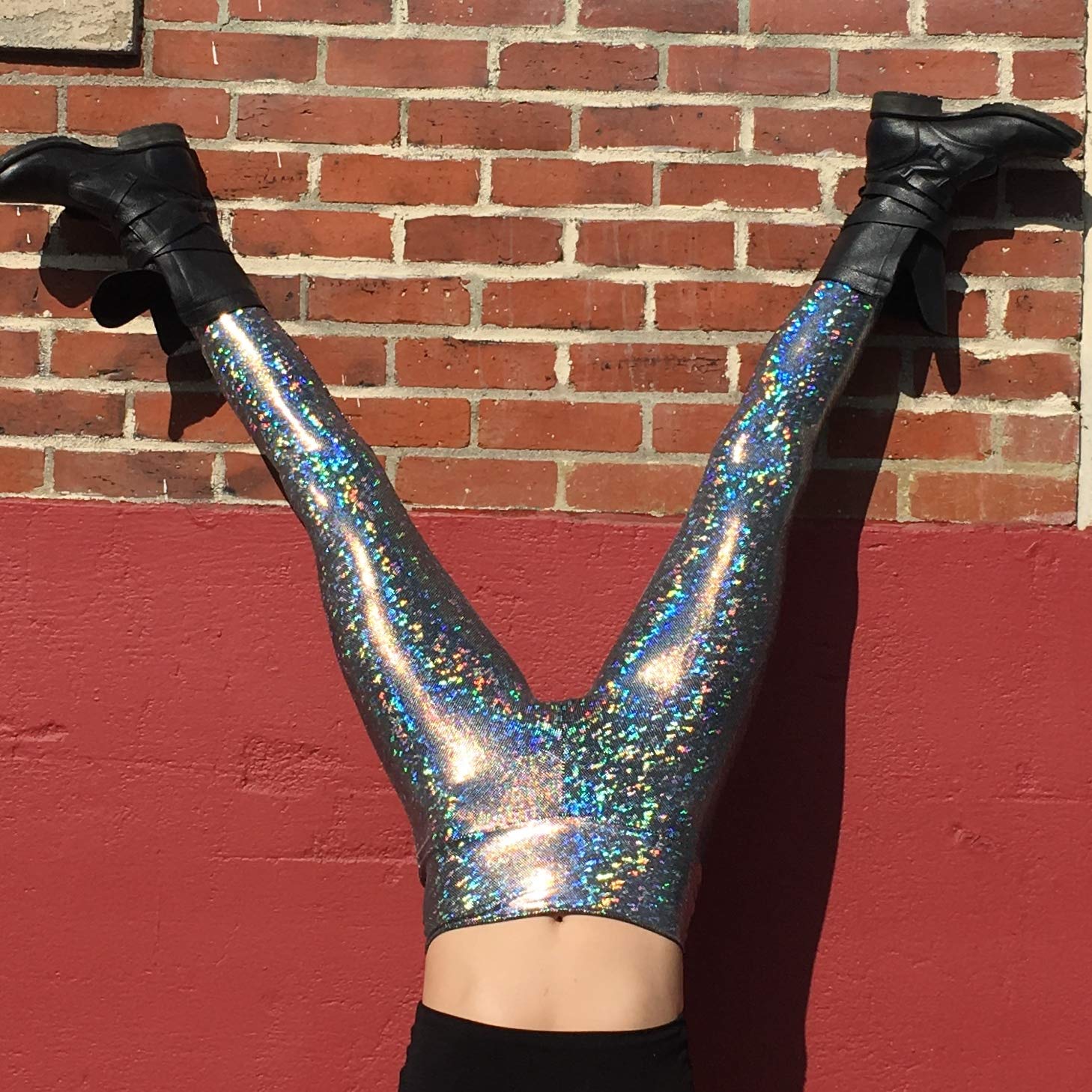Women's Holographic Leggings - Iridescent Disco Yoga Pants with High Waist & Stretchy Fabric | Trendy Festival Outfit for Raves, Concerts & Dance Parties | Made in USA