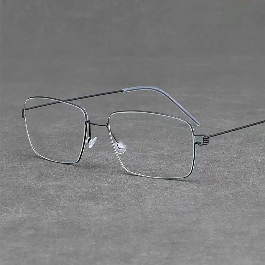 Aimee Men's Full Rim Square Screwless Titanium Eyeglasses Frame 20913 - Lightweight Durable Glasses for Work, Reading & Everyday Use