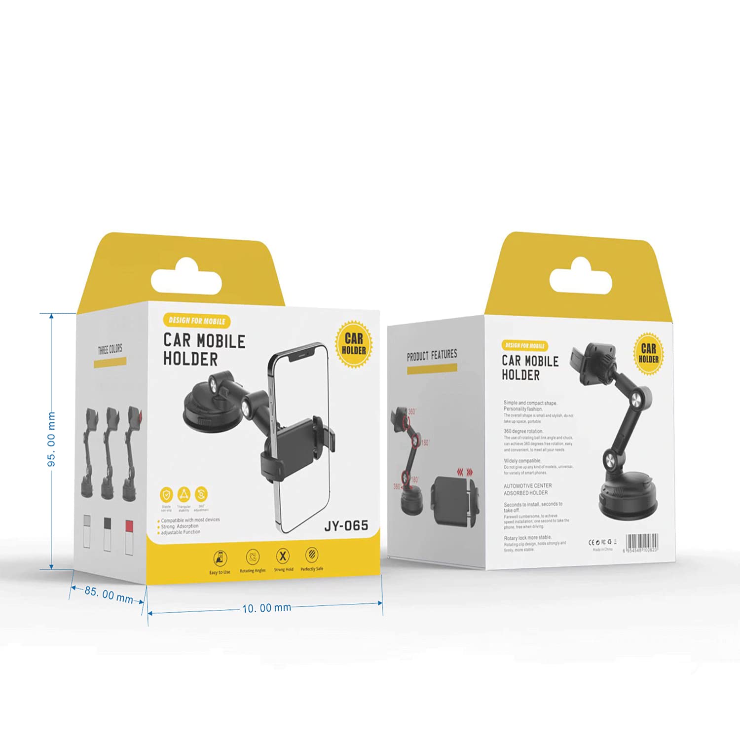 Universal Car Phone Mount Holder - Super Strong Suction Cup Dashboard Phone Stand, Adjustable Hands-Free Cell Phone Cradle for iPhone, Samsung & All Smartphones - Perfect for Safe Driving & GPS Navigation