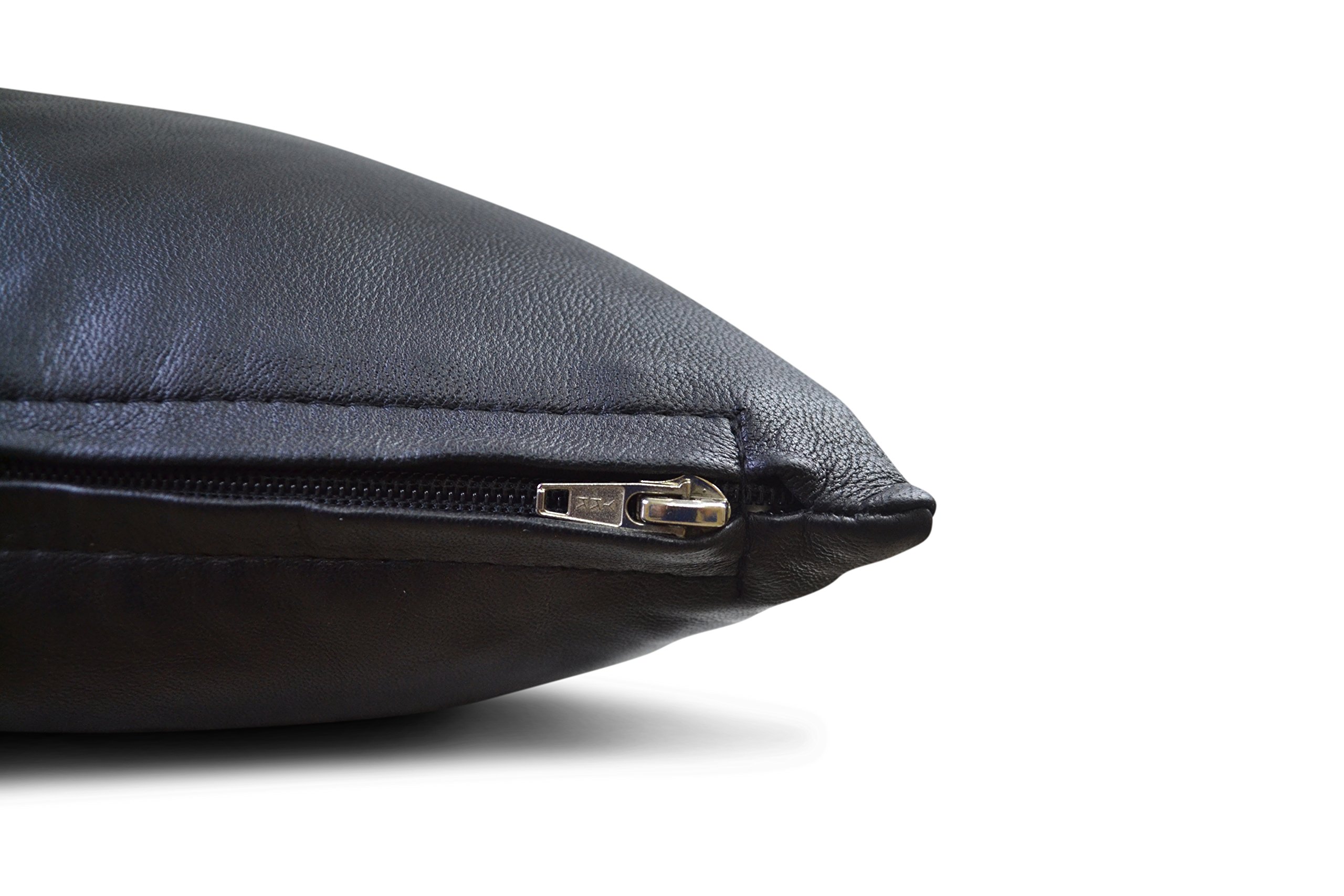 Genuine Leather Pillow Cover 18x18 Inches - Soft & Thick Lumbar Throw Cushion Case for Sofa, Couch, Bed - Farmhouse Decorative Modern Home Decor (Black) - Perfect for Living Room, Bedroom & Office
