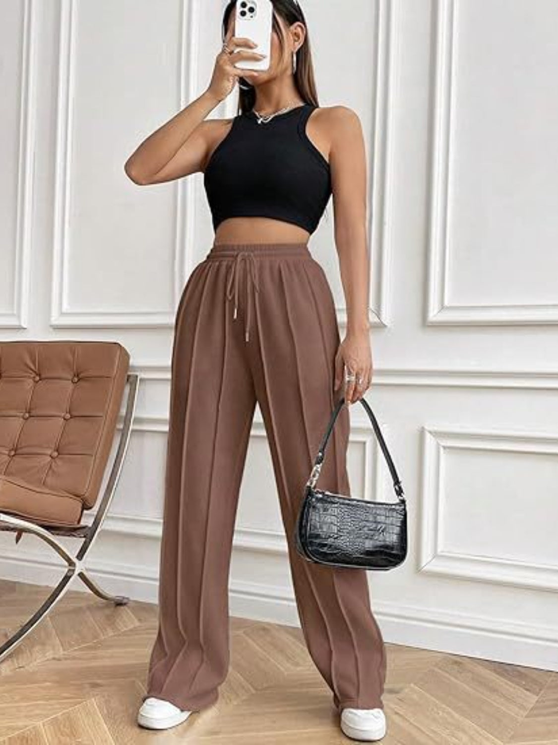 Comfortable Drawstring Wide Leg Pants with Pockets for Women - Casual Lounge, Yoga & Travel Wear