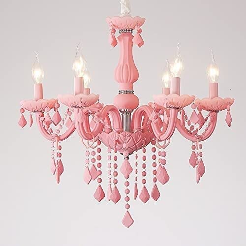 Modern Pink LED Chandelier Light Fixture - Crystal Ceiling Lamp for Girls Room, Kids Bedroom, Living Room & Nursery | Elegant Lighting for Birthday Parties, Wedding Decor & Home Interior Design