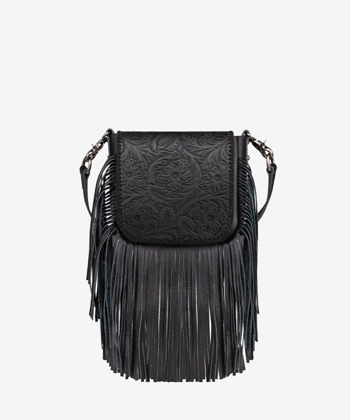 Montana West Genuine Leather Floral Fringe Crossbody Bag for Women - Stylish Boho Shoulder Purse with Adjustable Strap, Perfect for Daily Use, Travel & Festivals
