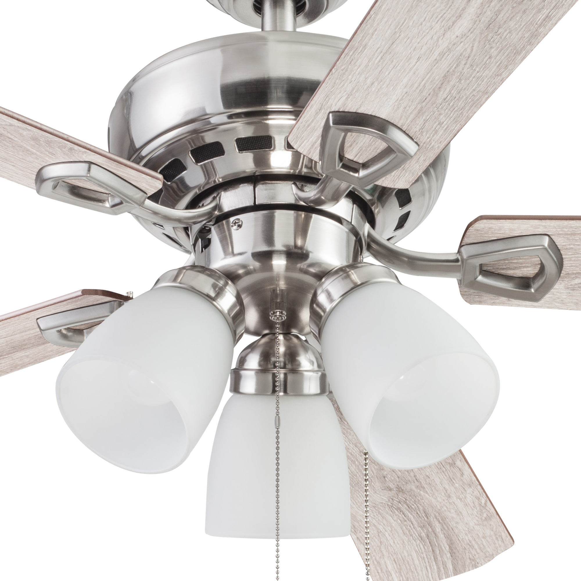 44 Inch Miller Park Brushed Nickel Ceiling Fan with Pull Chain - Perfect for Living Room, Bedroom, and Outdoor Patio Cooling