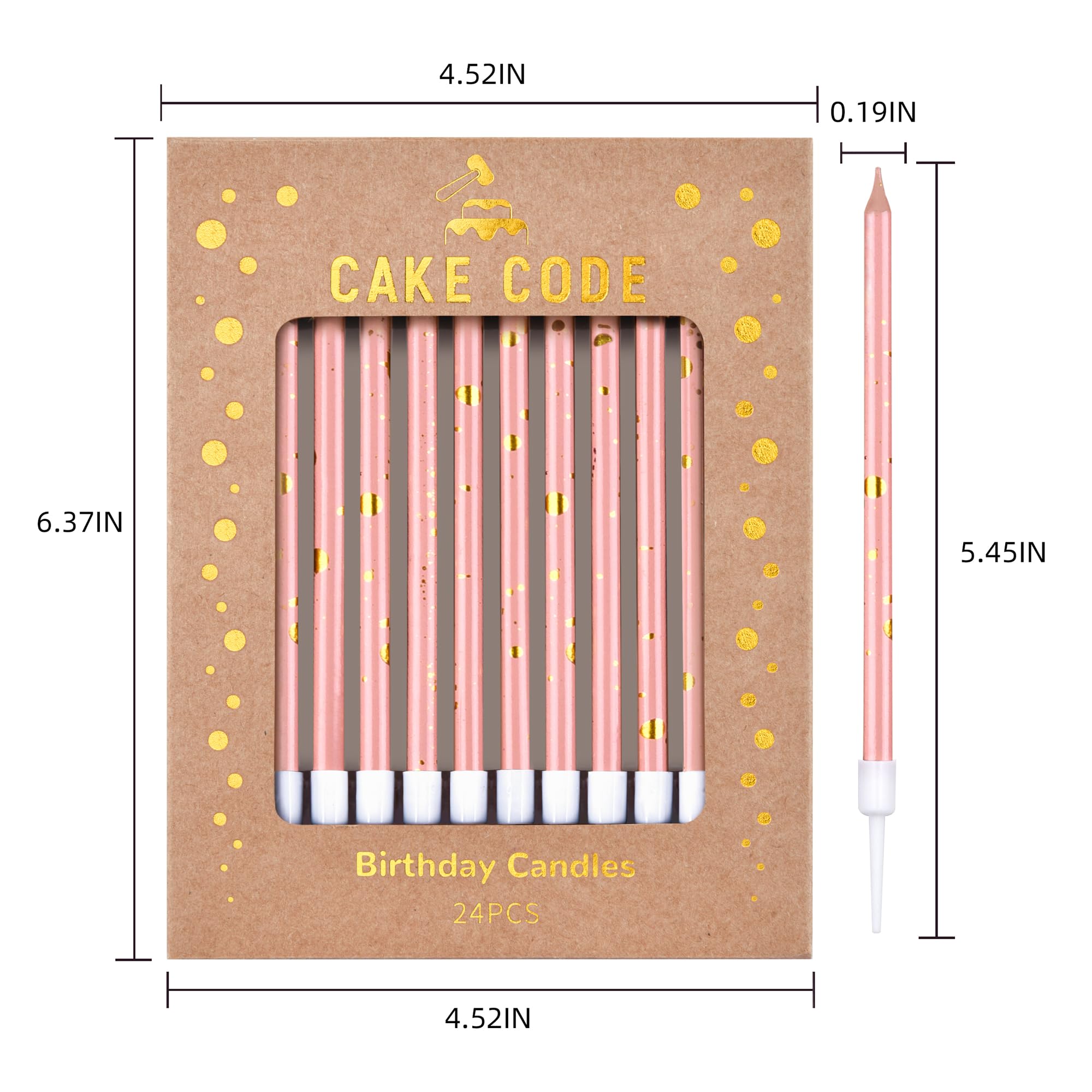 Pink Gold Long Thin Birthday Candles - Elegant Cake Candles for Birthday Parties, Wedding Decorations & Special Events - Perfect for Cakes, Cupcakes & Dessert Tables