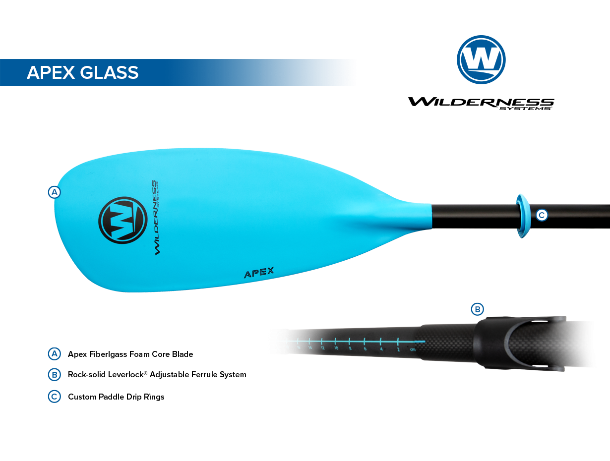 Premium Apex Glass Kayak Paddle - Lightweight & Durable Carbon Fiber Shaft for Smooth Paddling - Perfect for Touring, Fishing & Recreational Kayaking