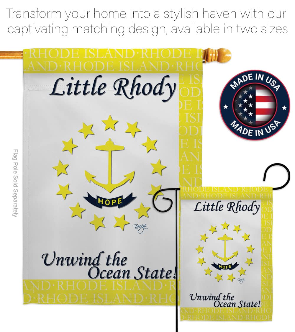 Rhode Island Americana House Flag Set 28x40