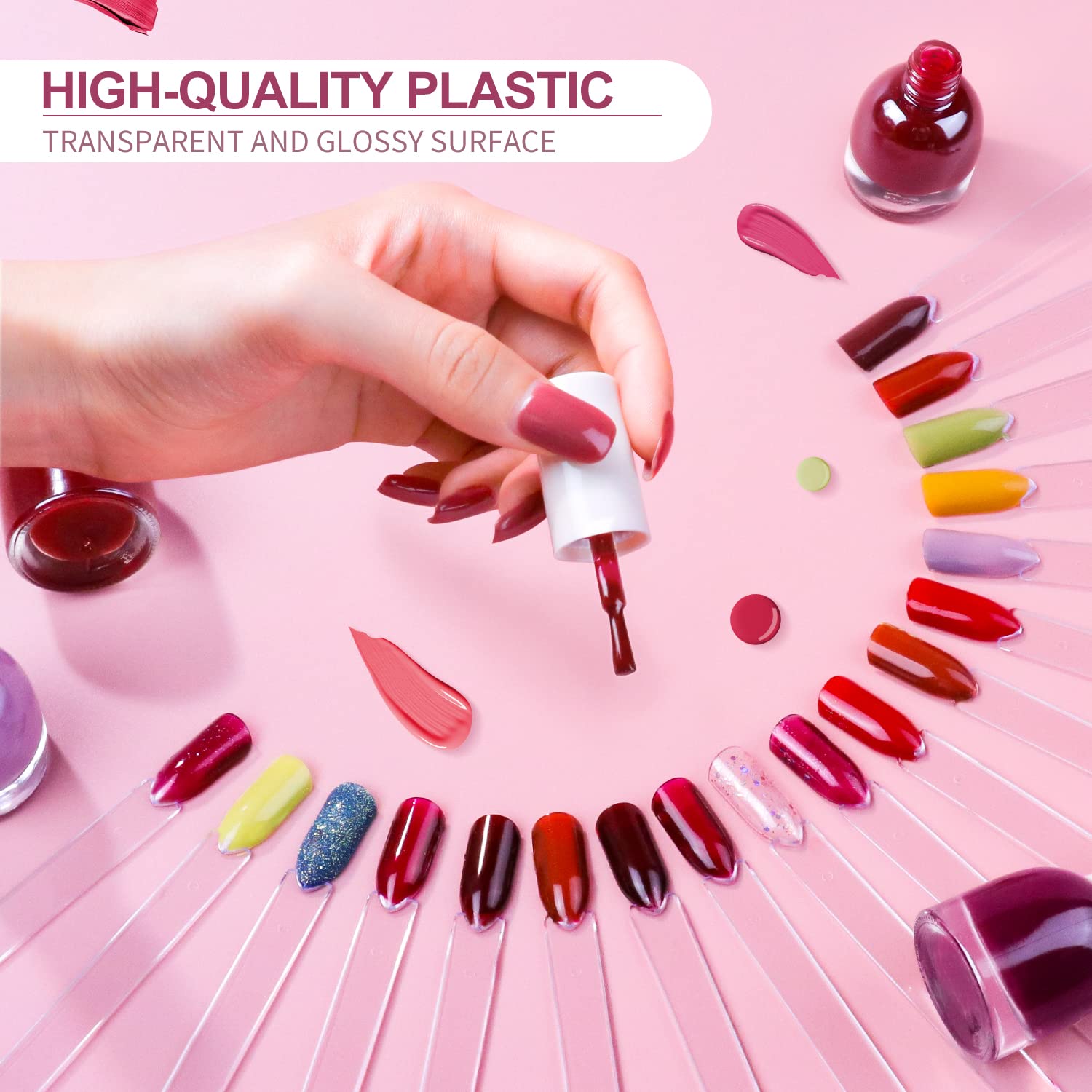 100PCS Clear Fake Nail Tips for Nail Art Practice - Transposable Nail Display Sticks for Gel Polish Application, DIY Manicure & Nail Salon Training - Perfect for Beginners, Professionals & Nail Art Enthusiasts