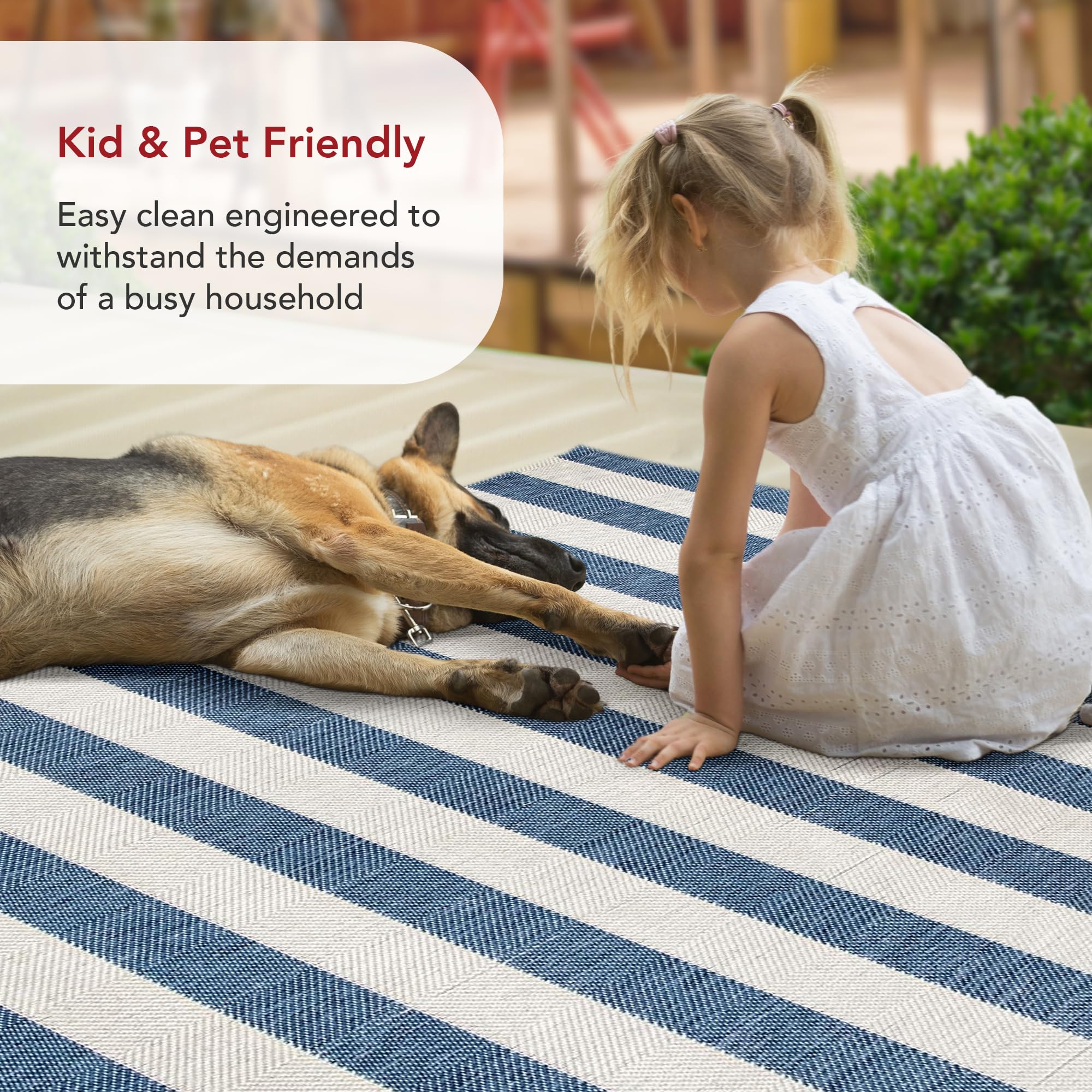 nuLOOM 8' x 11' Outdoor Performance Area Rug - OEKO-TEX Certified, Weather & Fade Resistant, High Traffic Rug for Patio, Balcony, Deck & Backyard - Durable Alexis Blue Design for Outdoor Entertaining & Relaxation