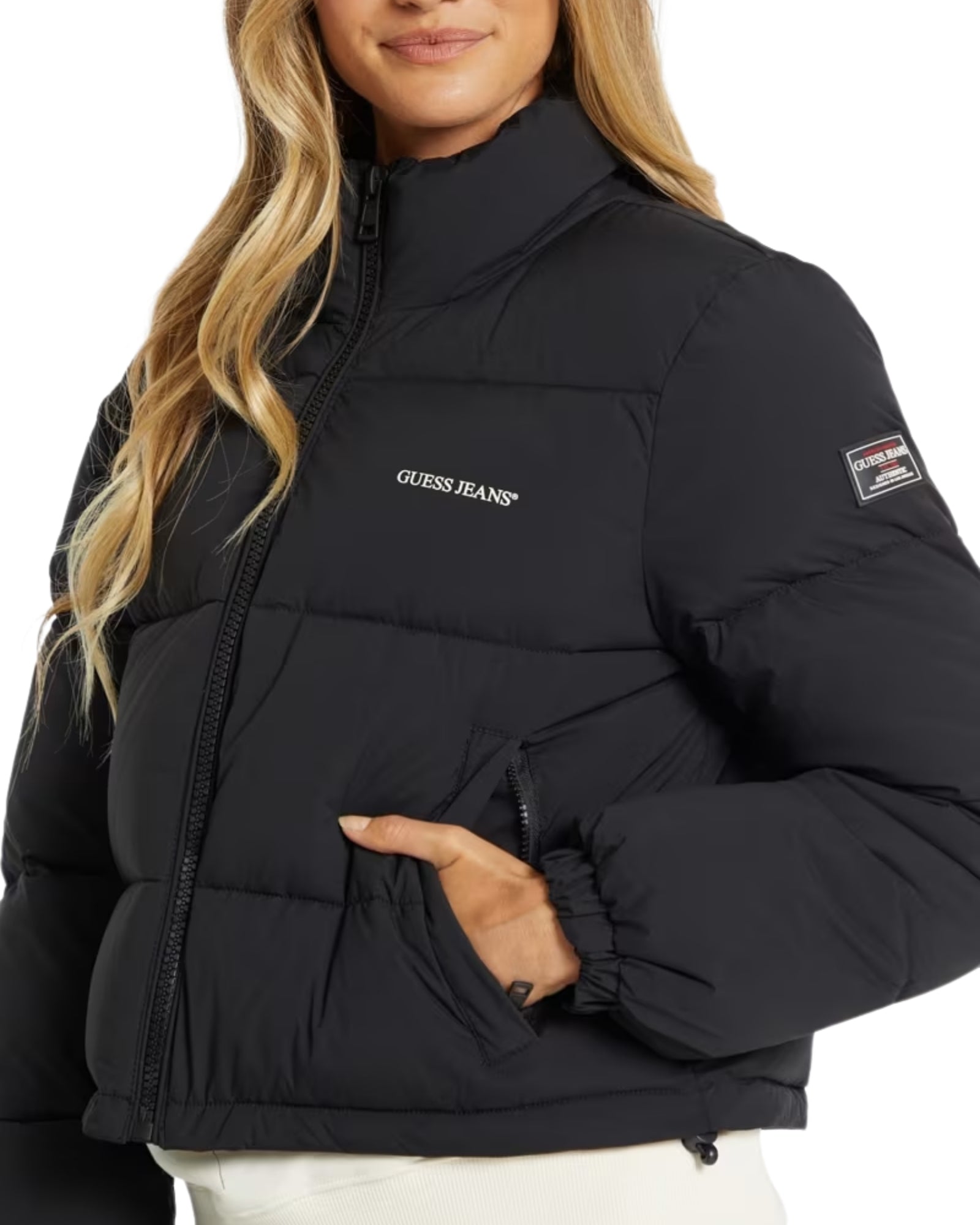 Guess Women's Cropped Puffer Jacket - Lightweight Quilted Winter Coat for Fashion & Warmth | Perfect for Casual Outings, Travel & Cold Weather