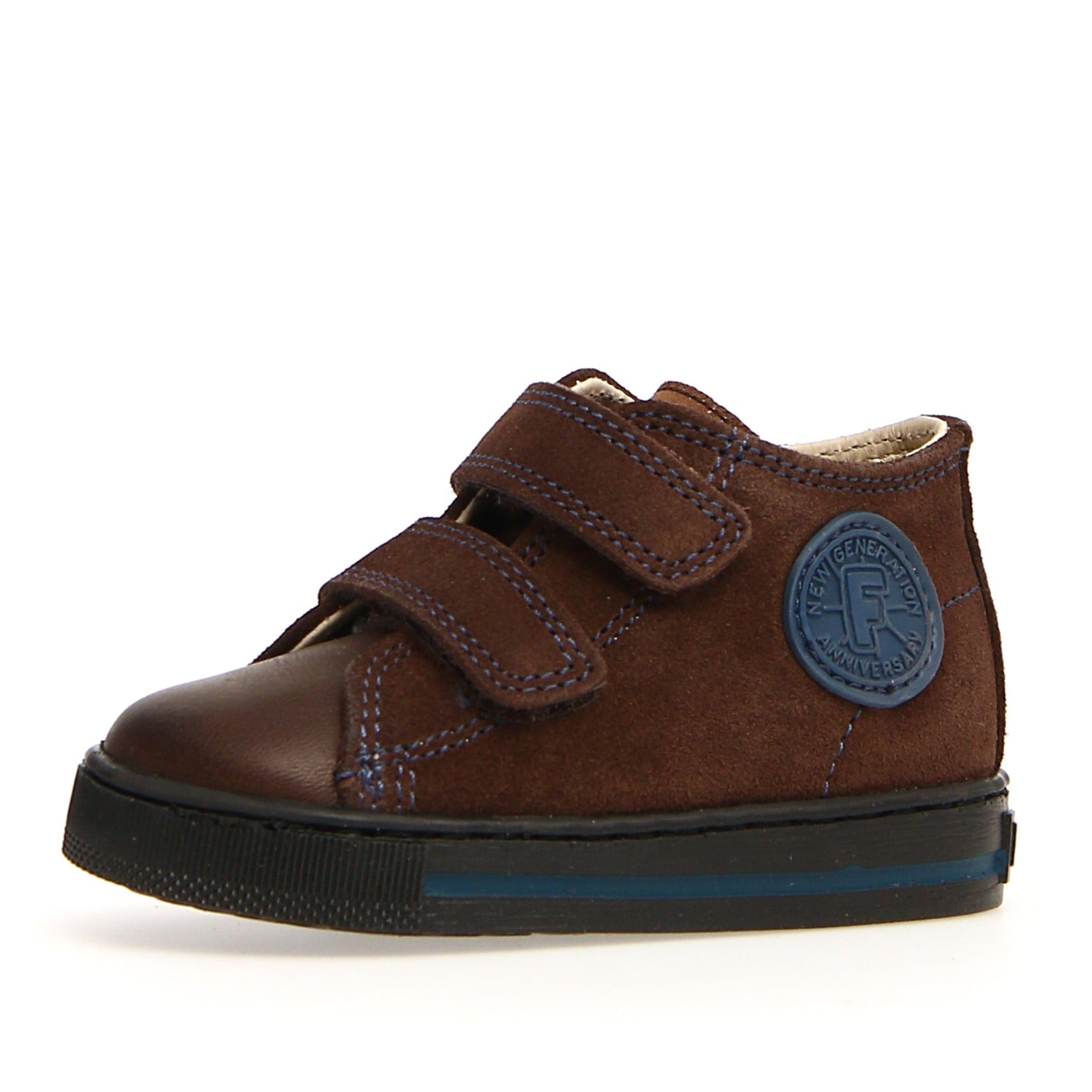 Falcotto Kids' Michael Fashion Sneakers for Boys & Girls - Dark Brown & Indigo - Comfortable Casual Shoes for School, Play & Everyday Wear