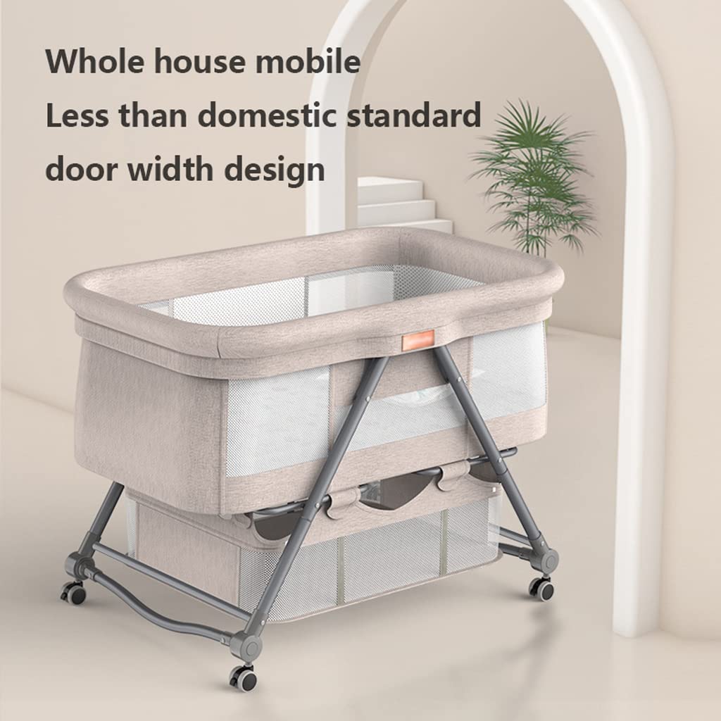Portable Toddler Bed with Storage Basket & Wheels - Foldable Co-Sleeper Crib Bassinet with Aviation Aluminum Alloy Frame, Lift & Cradle Function, Green | Perfect for Nursery, Travel & Small Spaces