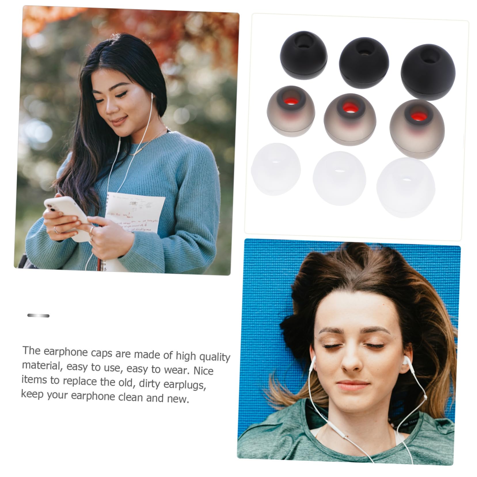 GANAZONO 72 Pcs Silicone Earplug Caps for Over-Ear Headphones - Noise Reducing Ear Tips for Sleeping, Studying, Travel & Work - Soft Comfortable Earbud Covers for Noise Isolation