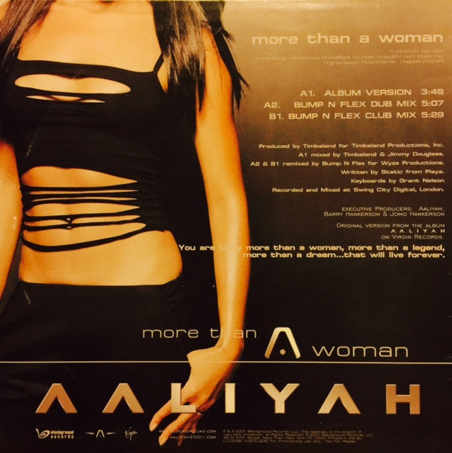 Aaliyah - More Than A Woman (Bump & Flex Mixes) | Blackground Records & Virgin | Vinyl Record for DJs & Music Collectors | Perfect for Dance Clubs & Retro Music Nights