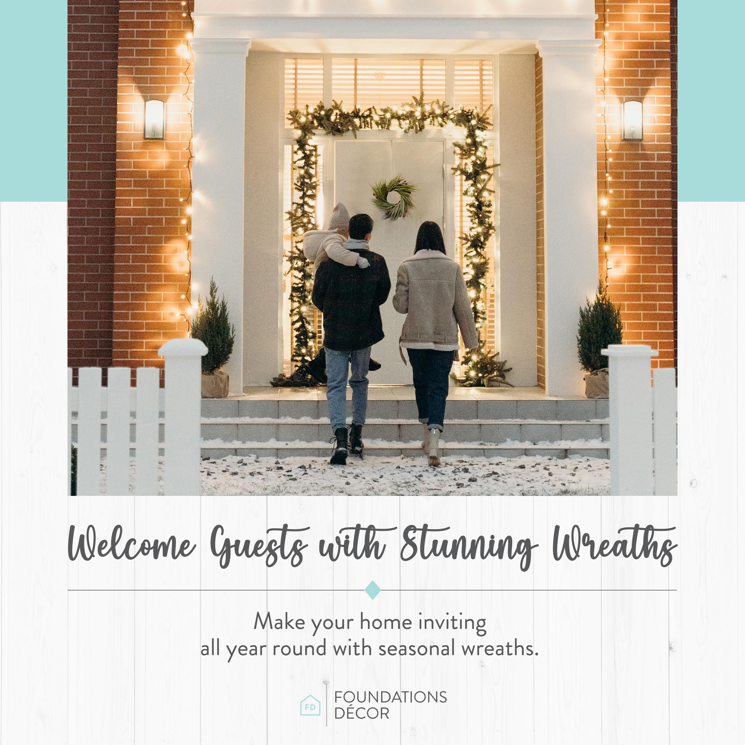 Rustic Farmhouse Small Wreath - Handmade Seasonal Wreath Frame for Wall Decor - Perfect for Living Room, Entryway, Kitchen & Fall Home Decor by Foundations Decor | Farmhouse Style, Holiday & Seasonal Home Decoration