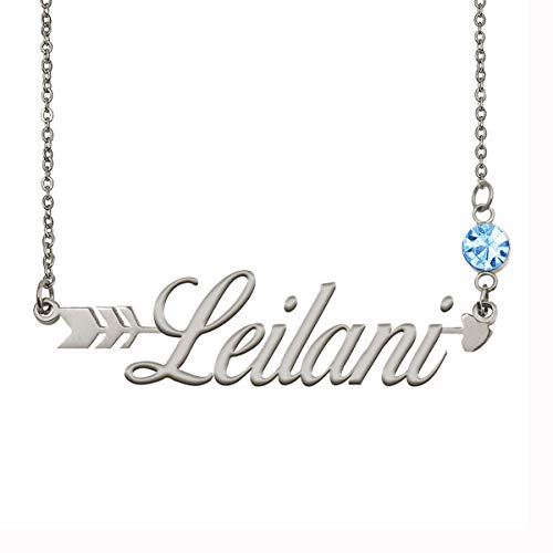 Personalized Silver Name Necklace with Arrow Charm & Birthstone - Custom Name Jewelry for Women, Gift for Her, Birthday, Anniversary, Valentine's Day