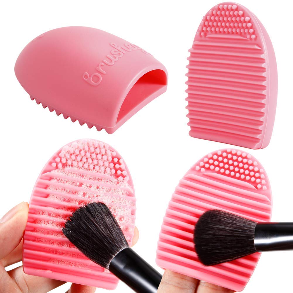 Quenchua 10-Piece Professional Makeup Brush Set with Sponge Puff & Brush Cleaner - Soft Pink Makeup Brushes for Foundation, Blending, Contouring | Perfect for Home & Professional Makeup Artists