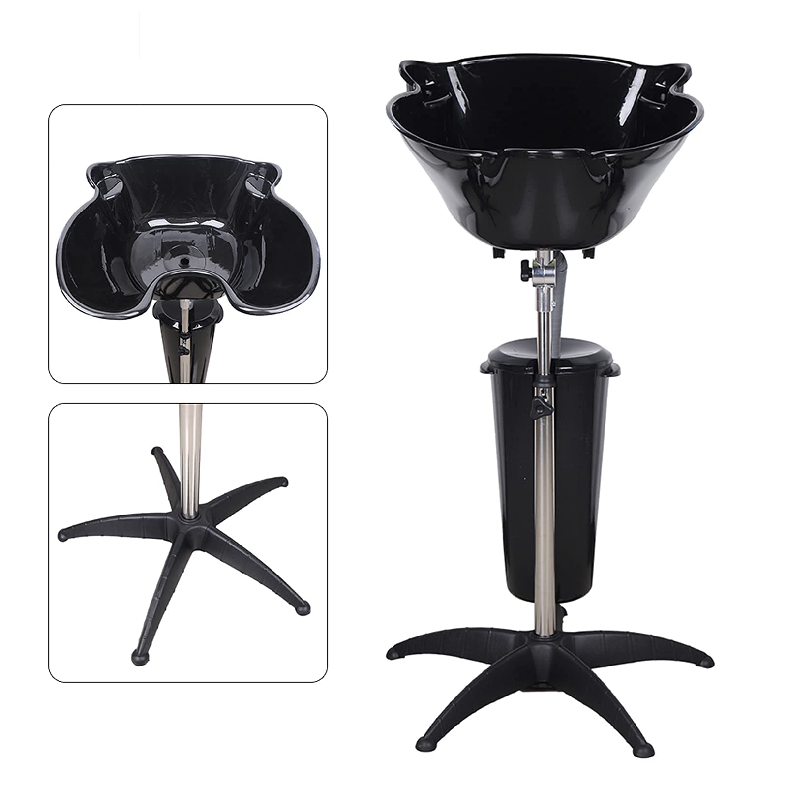 **Kaibrite Adjustable Portable Shampoo Sink – Removable Vertical Salon Basin with Bucket & Drain Hose – Perfect for Hair Washing in Salons, Spas & Home Use**