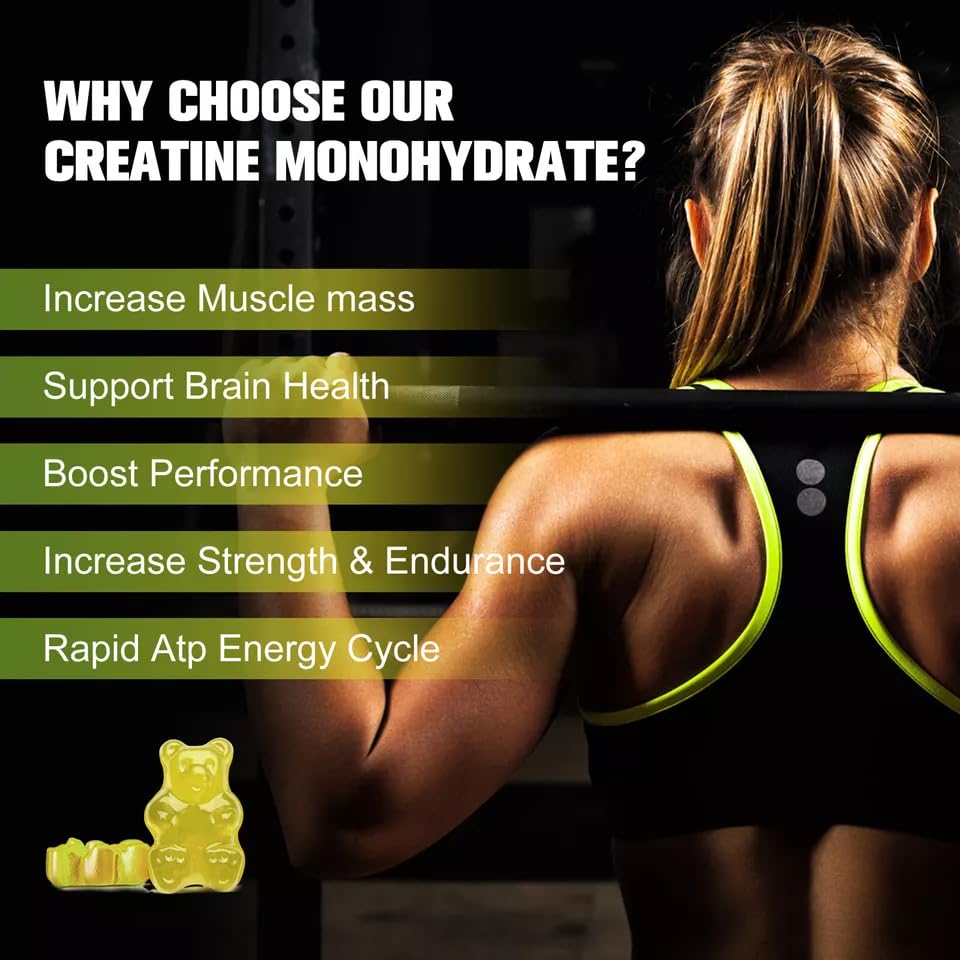 Best Creatine Gummies for Muscle Growth - 60 Count (2000mg Per Serving) - 1 Month Supply - Delicious Workout Supplement for Athletes & Fitness Enthusiasts